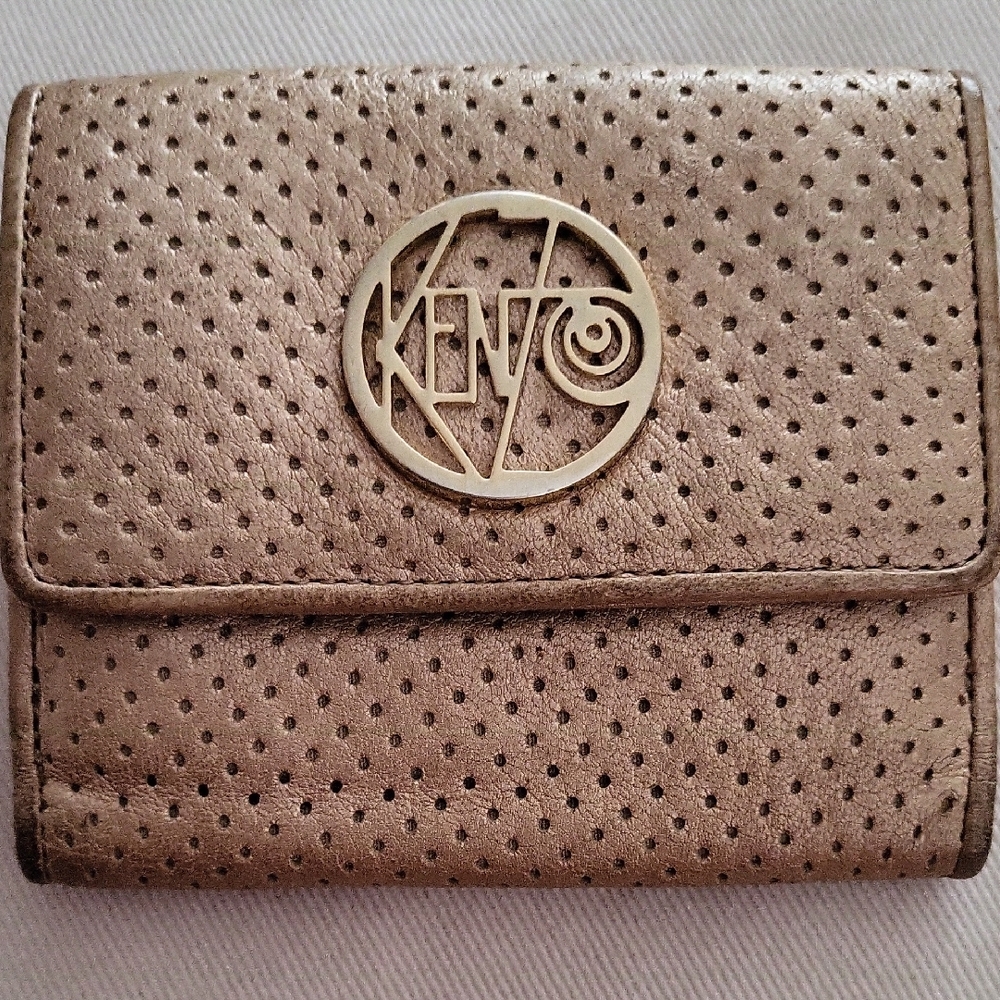 Kenzo Metallic Gold Perforated Wallet